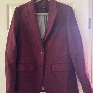 Gorgeous J. Crew Women's Wine Herringbone Blazer in Excellent Condition